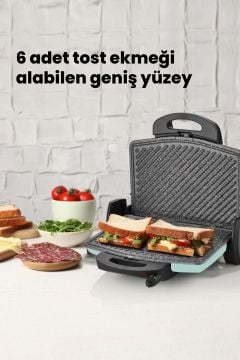 Gurmex Yeşil 1750 Watt Granit Çıkarılabilir Plakalı 5 Kademe Isı Ayarlı Tost Ve Izgara Makinesi