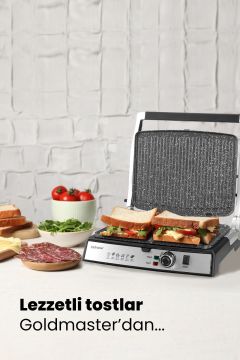 Tostmix Mor Paslanmaz Çelik 2000 Watt Granit Çıkarılabilir Plakalı Tost Ve Izgara Makinesi
