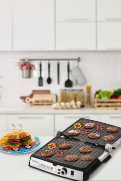 Tostmix Süt Beyazı Paslanmaz Çelik 2000 Watt Granit Çıkarılabilir Plakalı Tost ve Izgara Makinesi