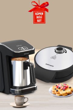 Avantajlı İnox İkili Set Türk Kahve Makinesi Waffle Makinesi