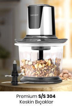 Chopperix İnox 1.5 Litre Büyük Cam Hazneli 4 Bıçaklı Paslanmaz Çelik Rondo Doğrayıcı GM7297