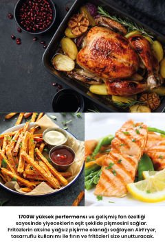H20 1700 Watt XL Dijital Dokunmatik 8 Ön Programlı Airfryer Yağsız Kızartma Sıcak Hava Fritöz