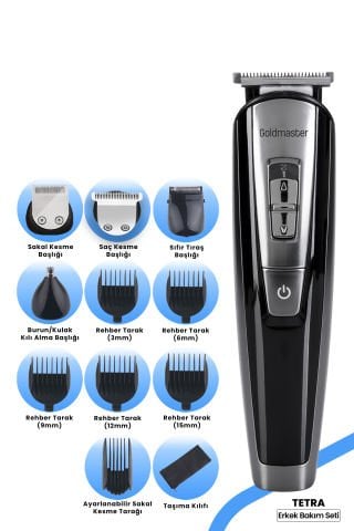 Tetra 14 In 1 Islak Kuru Hızlı Şarj Lityum Batarya Çelik Bıçaklı Taşıma Kılıflı Erkek Bakım Seti