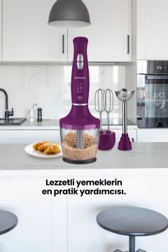 Olivia 1000 Watt Güçlü Motor Turbo Hız Ayarlı 3 In 1 Blender Set Mor