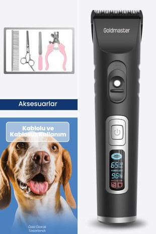Pasha Led Ekran 10 in 1 Ayarlanabilir Şarjlı Kedi Köpek Tıraş Makinesi Evcil Hayvan Tüy Kesme Aparat