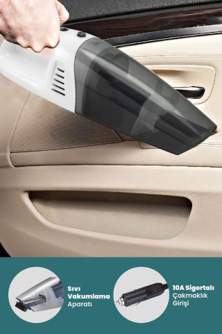 Picky Islak Kuru Siklon Filtreli Fırça Başlıklı Taşınabilir Beyaz Şarjlı El Süpürgesi GM7553B