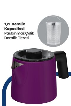 Akasya Violet Xl 2200 Watt Patentli Damlatmayan Tasarımı Çelik Çay Makinesi Ve Su Isıtıcısı