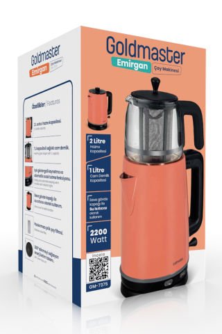 Emirgan Siyah 2200 Watt Geniş Hazneli Paslanmaz Çelik Çay Makinesi Ve Su Isıtıcısı