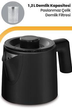 Hoşsefa Mat Siyah 2200 Watt Paslanmaz Damlatmayan Çelik Çay Makinesi Ve Su Isıtıcısı