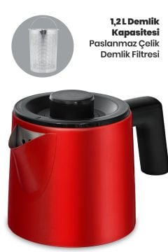 Yudum Mat Kırmızı Paslanmaz Çelik 2200 Watt Çelik Çay Makinesi Ve Su Isıtıcı
