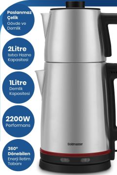 Chaidem Xl 2200 Watt Paslanmaz Çelik Damlatmaz Çelik Çay Makinesi Ve Su Isıtıcısı Inox