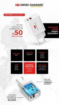 Swiss Charger Sch-40259 25W Type-C Usb Hızlı Şarj Adaptörü