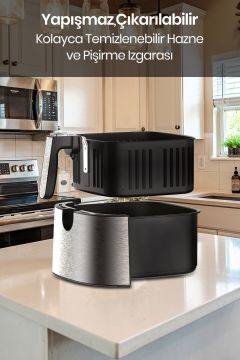 Maxchef 8 Litre Inox Geniş Hazneli XXL Yeniden Isıtma Fonksiyonlu Airfryer Sıcak Hava Fritözü