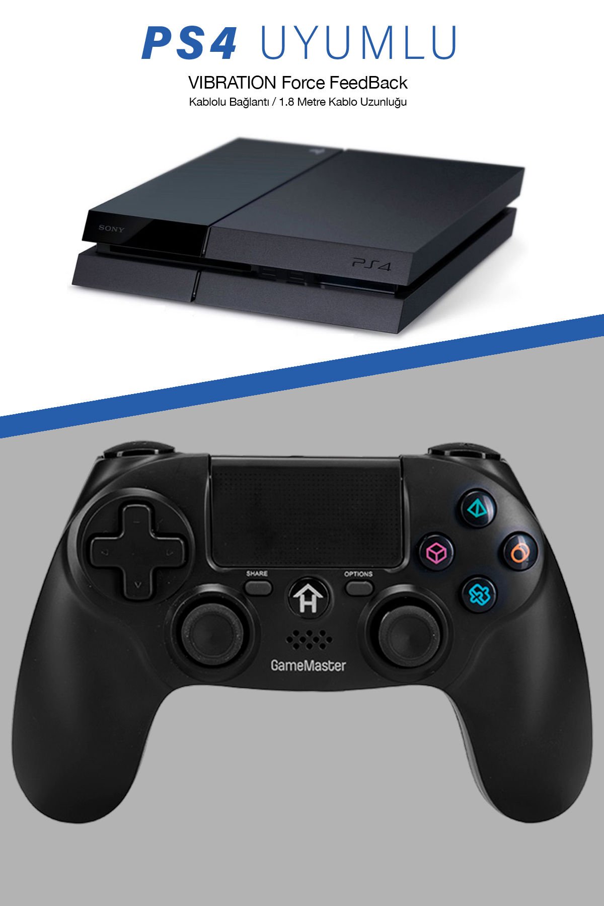 Gp-447 Kablolu Titreşimli Ps4 Oyun Kolu