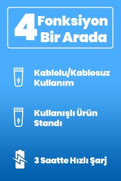 Pro Deluxe 4 Saat Kablosuz Kullanımlı 20 Kademe Saç Ve Sakal Kesme Makinesi